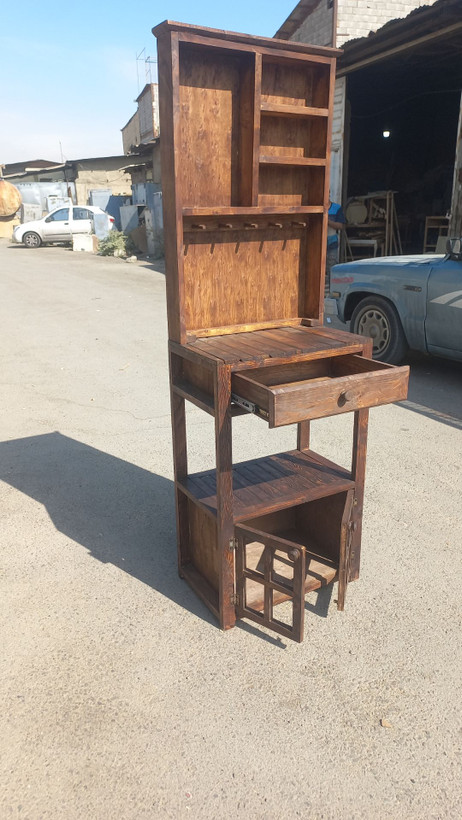 کافی بار چوبی ایستاده با کشو و کابینت | کافی بار چوب روس ۱۸۰ سانتی