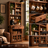 کافی بار چوبی ایستاده با کشو و کابینت | کافی بار چوب روس ۱۸۰ سانتی